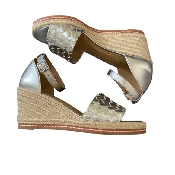 Talbots Saylor Woven Metallic Leather Espadrille Wedge Sandals Size 9M - Picture 5 of 7